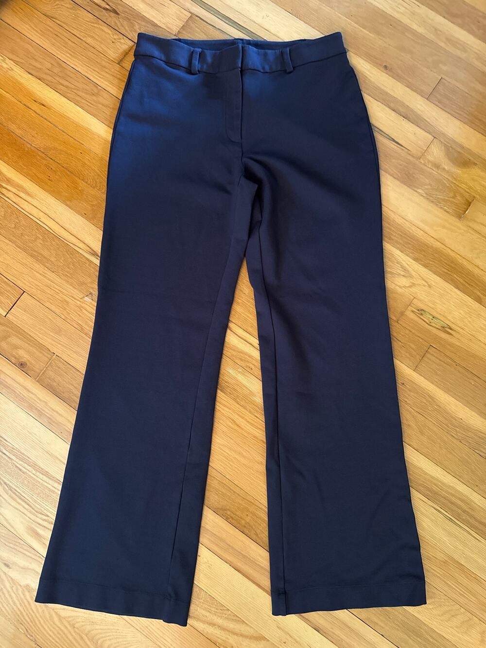 Lands' End Navy Stretch Wide Leg Flat Front Dress Slacks Pants Women's Size 12